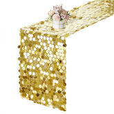 Yblut gold sequin table runner, 108in overview, perfect for elegant weddings and celebrations