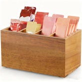 YCXNBHH drink packet organizer wood keeps packets tidy and accessible on the kitchen counter.