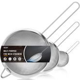 Ydeapi fine mesh strainer 7-inch showing sturdy stainless steel for quick rinsing tasks