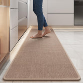 YDKGL durable non-slip kitchen mat in front of the sink for secure footing.