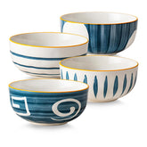 Yeacccng ceramic cereal bowls front view showing durable, everyday dinnerware.
