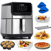 Yedi Evolution air fryer front view in stainless finish for stylish, quick meals.