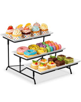 Yedio 3-tier serving tray stand displaying desserts and appetizers with elegant height