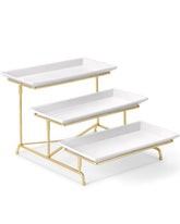 Yedio porcelain 3-tier tray assembly shows sturdy construction for stylish serving.
