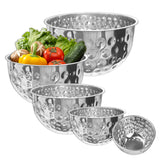 YEJZXY mixing bowls set in hammered silver, 1.6 qt for prep and mixing.