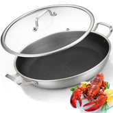 Yeksum tri-ply paella pan with lid—even heat for perfect paella