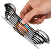 YellRin magnetic spoons set 8-piece with clear labels for quick, accurate measurements.