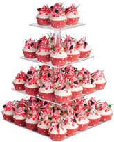 YestBuy 4-tier acrylic cupcake stand base shows stable, clear design for desserts