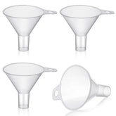 Yetene four-pack small plastic funnel with 65mm top diameter for precise pouring into bottles.