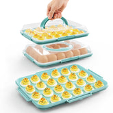 YETESON deviled egg containers with lid two-pack for secure, portable party servings.
