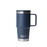 YETI Rambler 20 oz Travel Mug with flip straw lid, navy, leakproof for spill-free travel