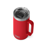 YETI Rambler 24 oz mug in Rescue Red with MagSlider lid for secure sipping.