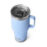 YETI Rambler 30oz Travel Mug in Big Sky Blue, front view for lifestyle portability