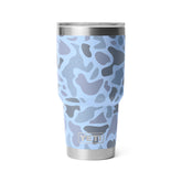 YETI Rambler 30 oz tumbler in blue camo, front view, durable stainless steel for everyday hydration