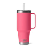 YETI Rambler 42oz Tropical Pink with handle for easy transport.