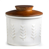 YHOJOY ceramic butter dish with lid on countertop keeps butter fresh and spreadable