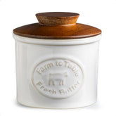 YHOJOY ceramic butter dish on a kitchen counter keeps butter ready to spread.