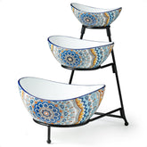 YHOSSEUN 3-tier bowls display colorful Bohemian pattern for vibrant party appetizers