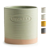 YHOSSEUN ceramic utensil holder with stable base keeps counter clutter organized.