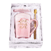 YHRJWN Best Mom Ever pink mug with marbled pattern for daily use