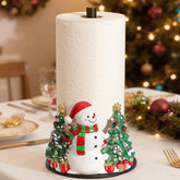YIGII Christmas Snowman paper towel holder front view with festive charm and sturdy design.