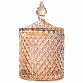 YILUSHHENGHUA colorful glass jar with lid amber displaying candies in sunlight