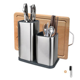 Yimerlen universal knife block front view showing organized knives on a clean counter