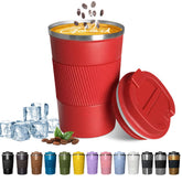 YINBAOGE insulated travel mug 12oz in red keeps beverages hot longer