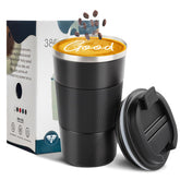 YINBAOGE insulated travel mug with spill-proof lid for on-the-go coffee.