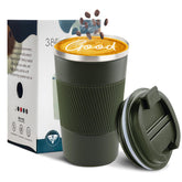 YINBAOGE 17 oz insulated travel mug with sealed lid, ideal for spill-free commutes.