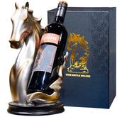 YINGAVERSAI wine bottle holder tabletop horse sculpture with a silver finish adds elegant bottle display.