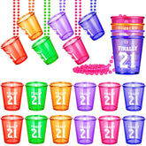 Yinkin shot glass necklace with green beads, a durable party accessory