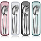 Yinkin travel utensils four-pack with case, compact for on-the-go meals.