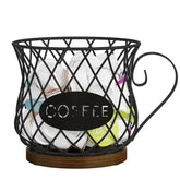 YINMIT K Cup Holder front view displaying rustic design and 35-cup capacity
