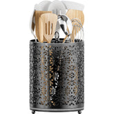 YIUKEA 360° rotating utensil holder with base for easy access and less clutter.