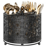 YIUKEA 360° rotating utensil caddy on a kitchen counter for quick access