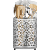 YIUKEA utensil holder demonstrating 360-degree rotation for quick one-handed access