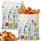 Yiyiring beeswax bread bag with wildflower pattern, reusable and breathable.