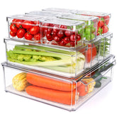 YKIOKE 10-pack pantry storage bins with clear lids for organized fridge