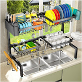 YKLSLH extendable over-sink dish rack saves counter space