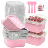 ylnurac 10oz mini cake pan with pink lid, ideal for single-portion treats.