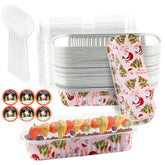 ylnurac pink Christmas mini loaf pans with lids for single servings and easy party portions.