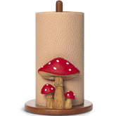 YLOVAN mushroom paper towel holder stand with cottagecore charm and wood finish