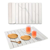 YLjindoia stone drying mat with marble texture keeps countertops dry and stylish.