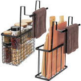 YMCCOOL over-the-door organizer with towel bars keeps towels accessible and saves counter space.