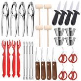Ymkf Sqqr 32pcs seafood tools set - crab crackers for easy shell cracking and meat retrieval