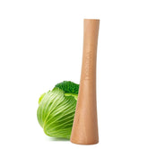 YOBNKU sauerkraut-pounder close-up in beech wood for safe food contact.
