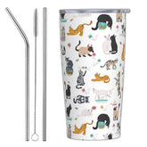Yobvec Cat Tumbler front view with lid and straw for on-the-go hydrating