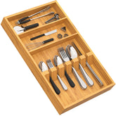 Yofidra bamboo organizer in drawer top view keeps utensils neatly organized