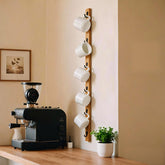 Yohsnor wall mount mug rack with six hooks for easy cup access and display